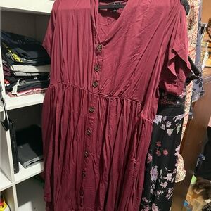 Torrid Wine Button-Front Midi Dress